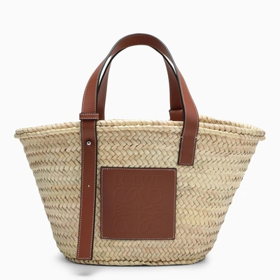 Loewe Natural Straw And Leather Bag In Beige