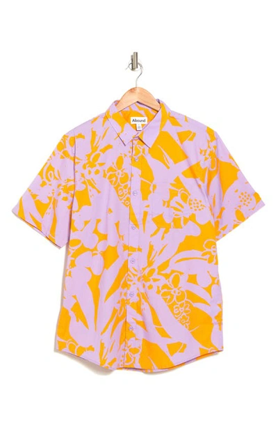 Abound Patterned Short Sleeve Stretch Shirt In Purple Lilas Big Floral