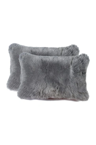 Natural New Zealand 12x20 Genuine Sheepskin Pillow In Grey
