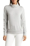 Go Couture Turtleneck Banded Sweater In Charcoal Print 1