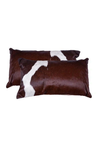 Natural Torino Kobe Genuine Cowhide Pillow In Choco White