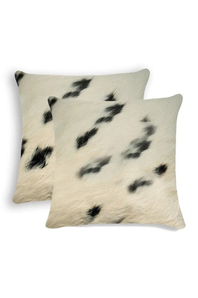 Natural Torino Kobe Cowhide Pillow In White Black