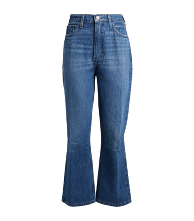 Frame Le High 'n' Tight Cropped Distressed High-rise Bootcut Jeans In Blue