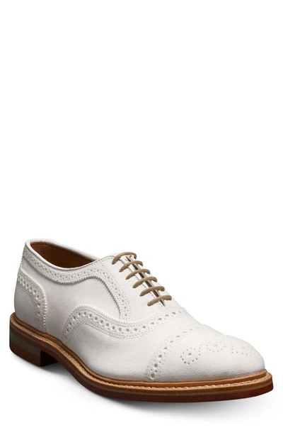 Allen Edmonds Strandmok Cap Toe Oxford In White Suede