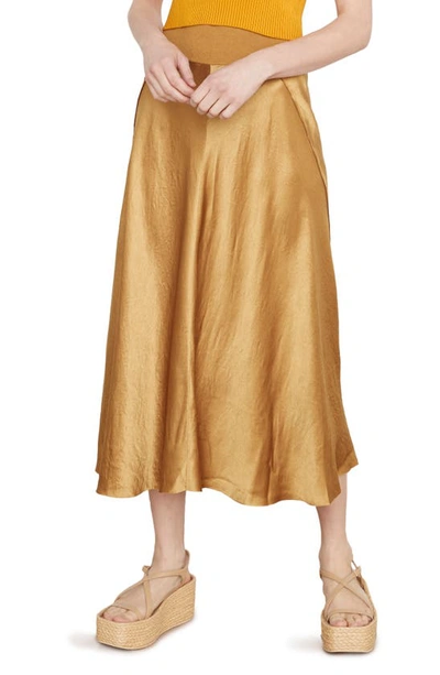 Vince Exposed Raw Seam Satin Skirt In Bronze