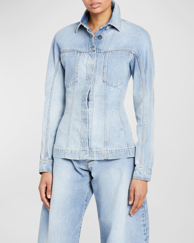 Alaïa Button-front Fitted Denim Jacket In Blue