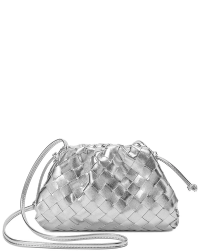 Tiffany & Fred Woven Metallic Leather Pouch In Silver