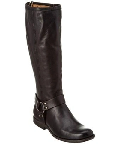 Frye Phillip Harness Tall Leather Boot In Black