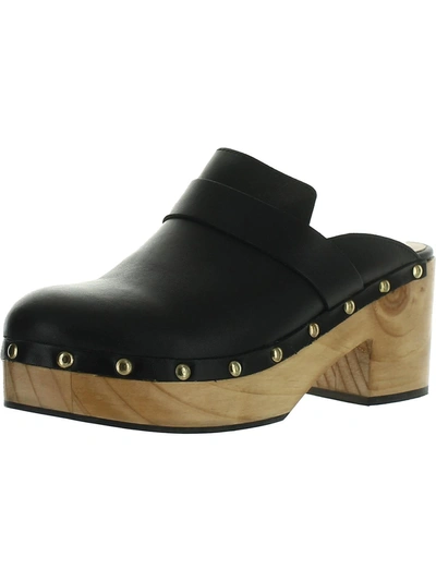 Aqua Soho Womens Leather Platform Clogs In Black