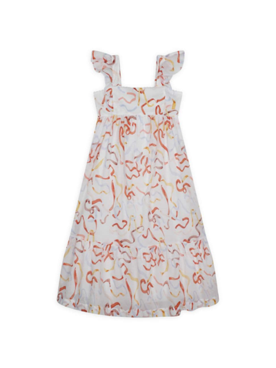 Chloé Kids' Ribbon-print Sleeveless Dress In White