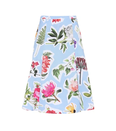 Carolina Herrera Floral Collage-print Cotton Faille Full Skirt In Multi