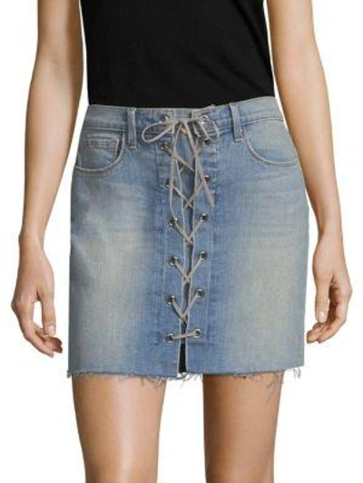 L Agence Portia Lace-up Mini Skirt In Desert Light