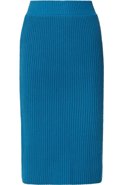 Calvin Klein 205w39nyc Knitted Cotton Skirt In Bright Blue