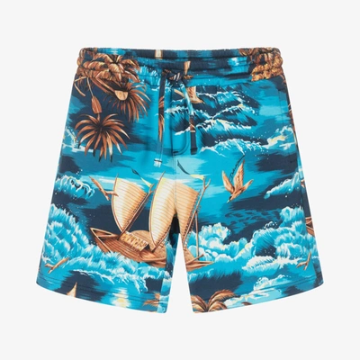Dolce & Gabbana Kids' Boys Blue Cotton Jersey Hawaii Shorts