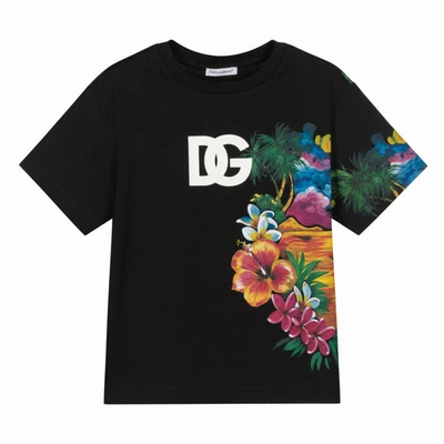 Dolce & Gabbana Kids' Boys Black Cotton Hawaii Logo T-shirt