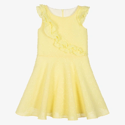 David Charles Kids' Girls Yellow Plumeti Chiffon Dress