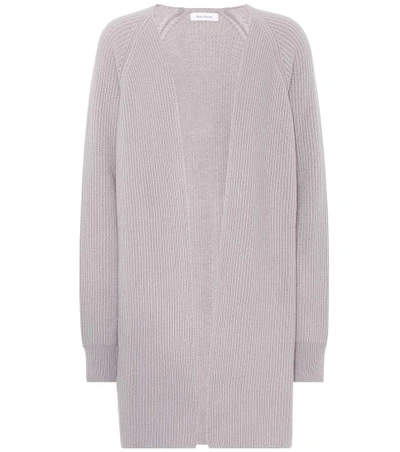 Ryan Roche Ribbed Cashmere Cardigan In Grey