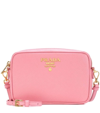 Prada Saffiano Leather Shoulder Bag In Pink