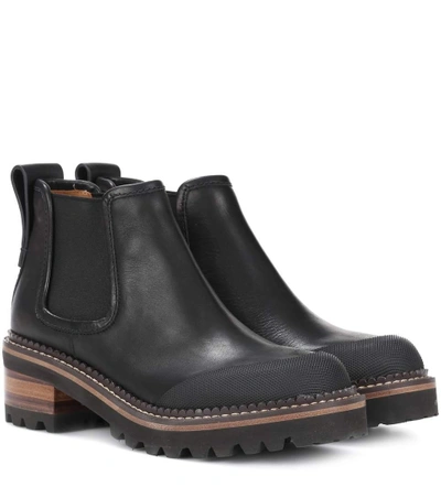 See By Chloé Leather Ankle Boots In Black