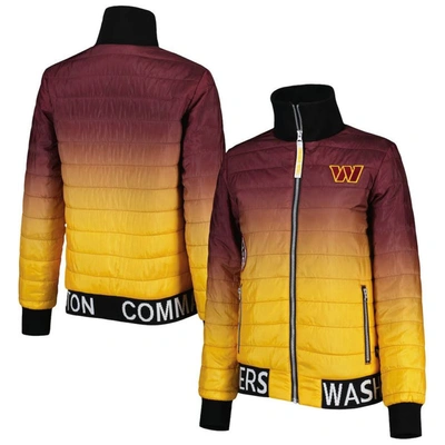 The Wild Collective Burgundy/gold Washington Commanders Color Block Full-zip Puffer Jacket
