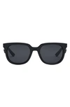 Dior 55mm Square Sunglasses In Shiny Black Smoke
