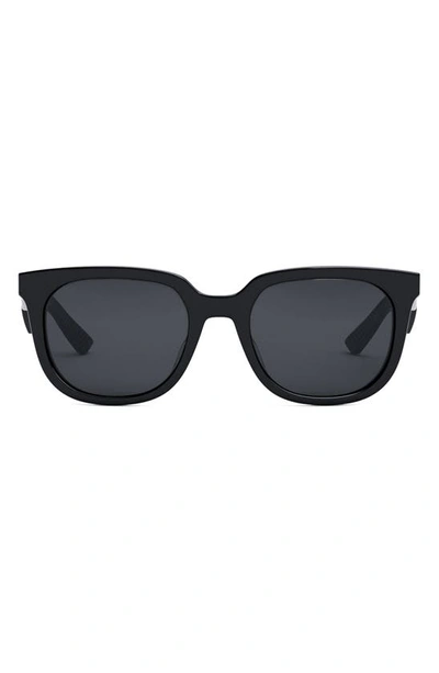 Dior 55mm Square Sunglasses In Shiny Black Smoke