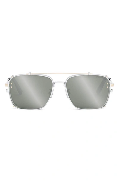 Dior Cd Diamond Of The Maison 55mm Mirrored Navigator Sunglasses In Smoke Mirror