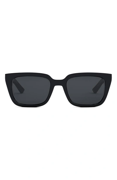 Dior 53mm Rectangular Sunglasses In Shiny Black / Smoke