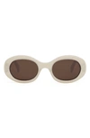 Celine Triomphe 52mm Oval Sunglasses In Ivory Brown