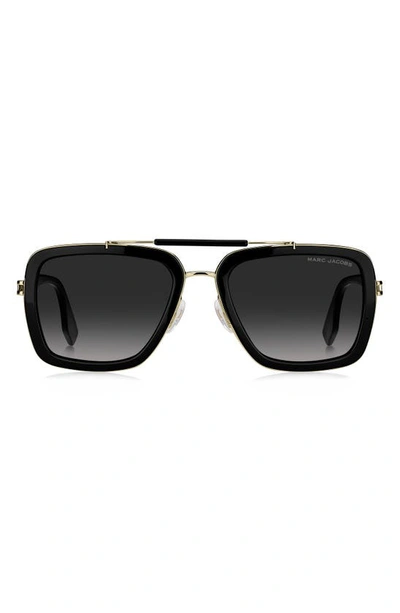 Marc Jacobs 55mm Gradient Square Sunglasses In Black/ Grey Shaded