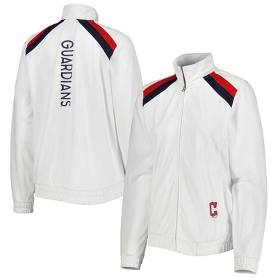 G-iii 4her By Carl Banks White Cleveland Guardians Red Flag Full-zip Track Jacket