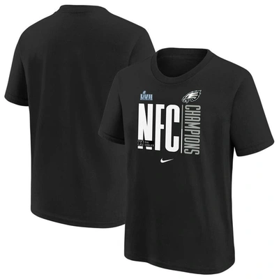 Nike Kids' Youth  Black Philadelphia Eagles 2022 Nfc Champions Iconic T-shirt