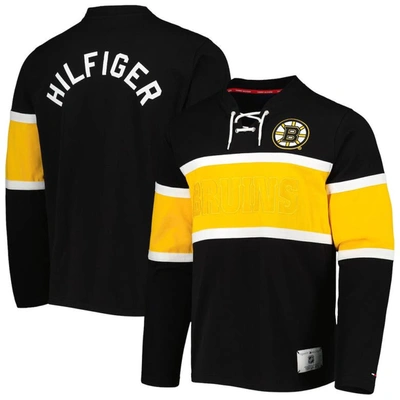 Tommy Hilfiger Black Boston Bruins Walter Lace-up Long Sleeve Top