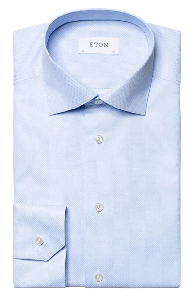 Eton Slim Fit Textured Solid Dress Shirt In Blue