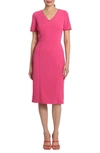 Maggy London Short Sleeve Midi Sheath Dress In Fierce Magenta