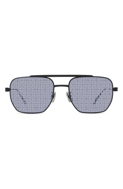 Givenchy Gv Speed 51mm Mirrored Geometric Sunglasses In Matte Black/silver Mirrored
