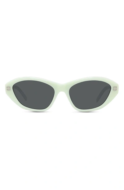 Givenchy Gv Day 55mm Cat Eye Sunglasses In Shiny Light Green / Mirror