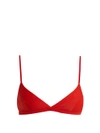 Matteau The Tri Crop Triangle Bikini Top In Red
