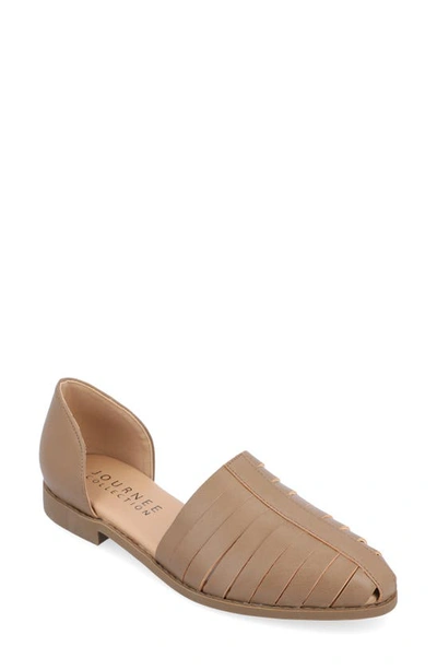 Journee Collection Tru Comfort Anyah Vegan Leather Flat In Taupe