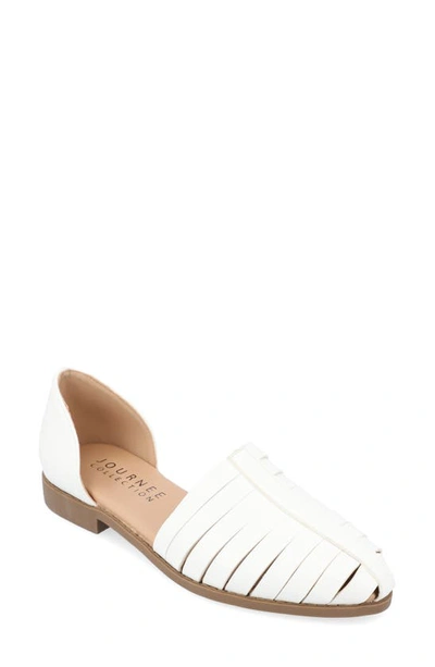 Journee Collection Tru Comfort Anyah Vegan Leather Flat In White