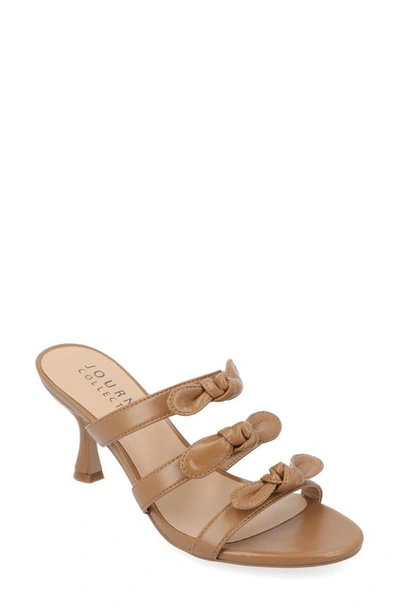 Journee Collection Kristina Bow Strap Slide Sandal In Brown