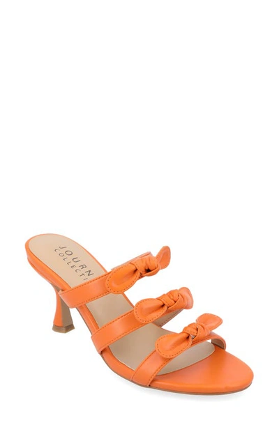 Journee Collection Kristina Bow Strap Slide Sandal In Orange