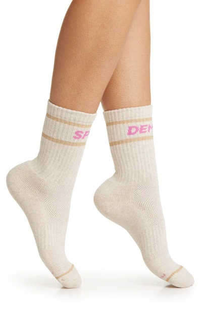 Mother Baby Steps Crew Socks In Speed Demon Pink/ Gold