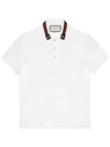 Gucci Cotton Polo With Web And Bee In White