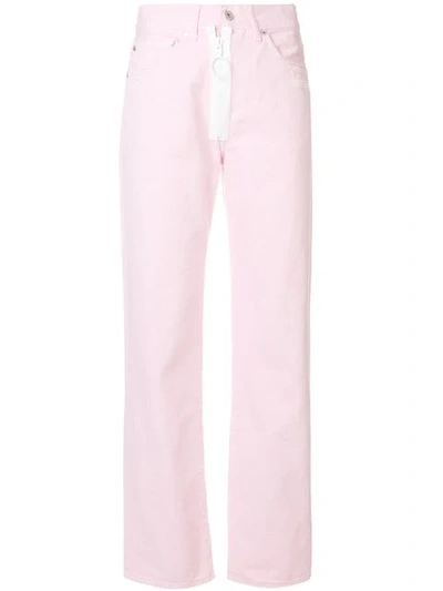 Off-white Straight-leg Zipped Jeans In Pink