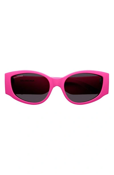 Balenciaga Logo Acetate Cat-eye Sunglasses In Shiny Solid Fuchs