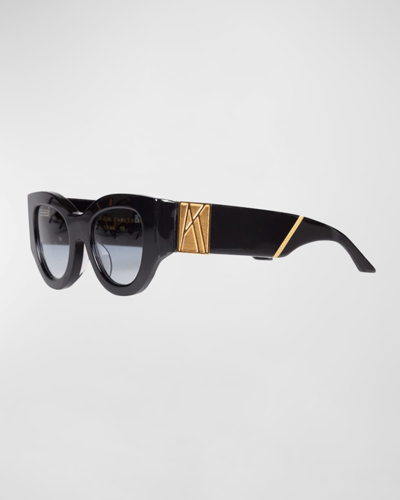 Anna-karin Karlsson Lucky Goes To Vegas Embellished Acetate & Metal Cat-eye Sunglasses In Black Crystal
