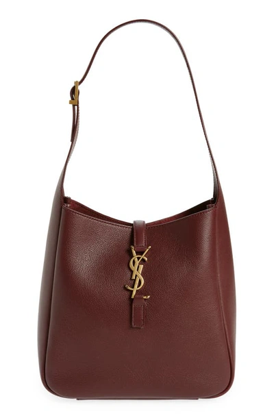 Saint Laurent Le 5 A 7 Ysl Small Hobo In Smooth Supple Leather In Rouge Legion