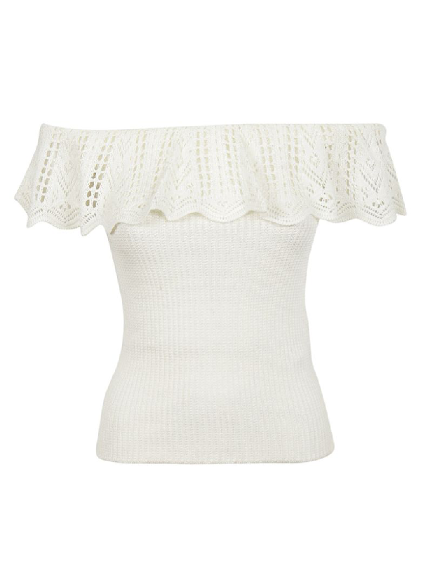 Ralph Lauren Lace Detail Top In White 