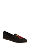 Veronica Beard Griffin Embellished Flat Loafer In Black Fabric